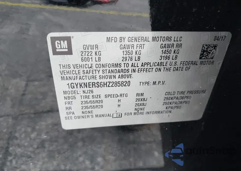 2017 Cadillac Xt5 Premium Luxury z USA, uszkodzony, nr VIN 1GYKNERS6HZ285820